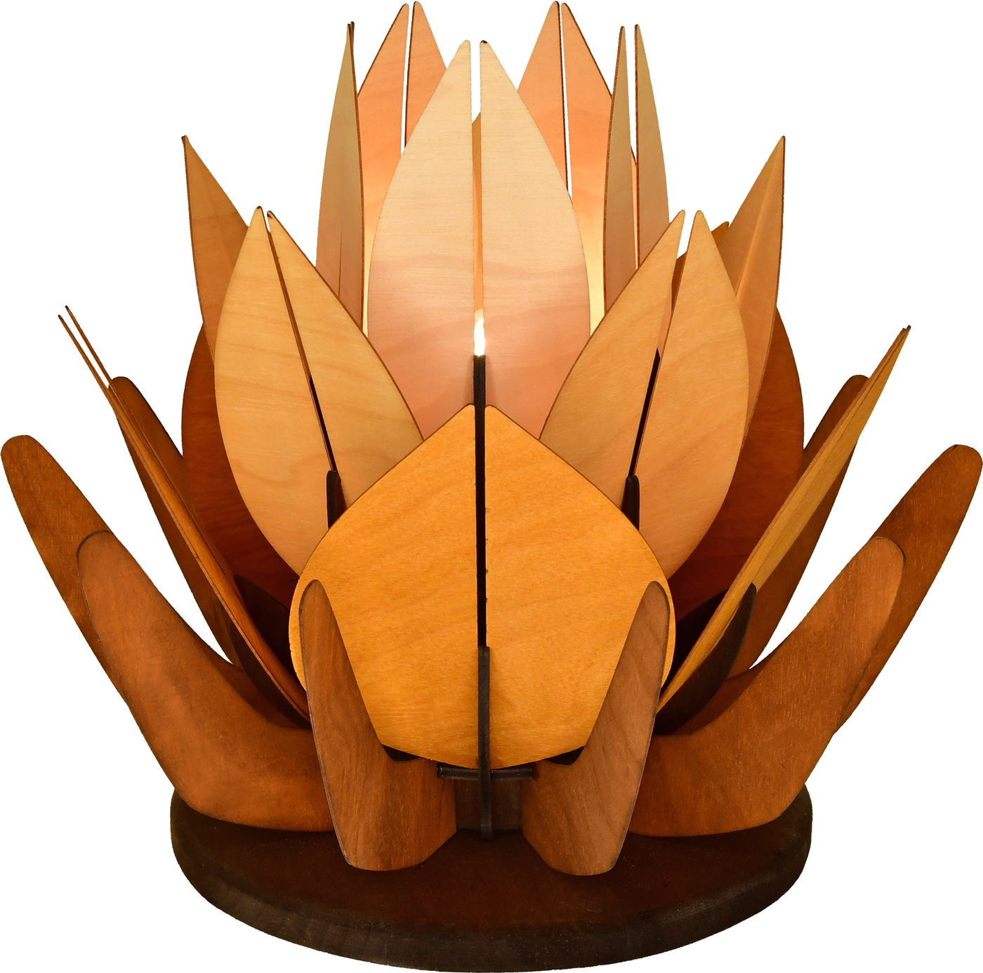 Romantic lamp, 3D lotus flower in ochre tones