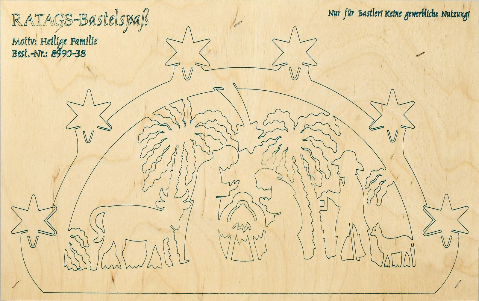 2 motif plywood panels, self-sawing Schwibbogen, small, Holy Family