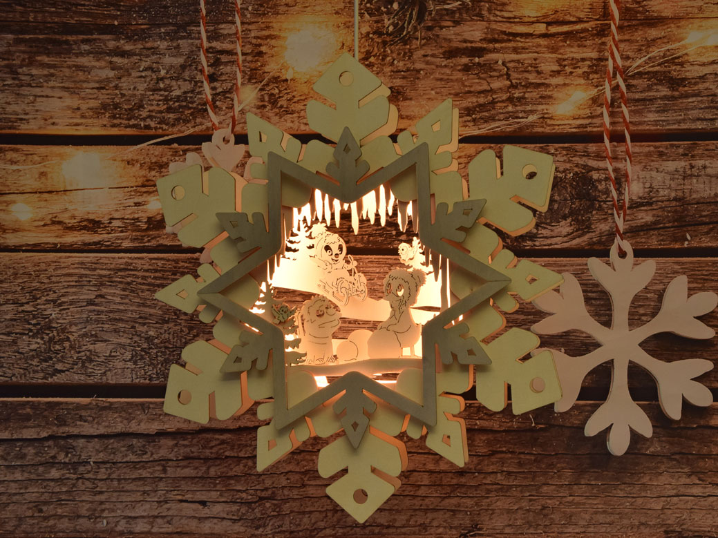 Window picture, illuminated, Pitti, Moppi, Schnatterinchen, LED strip