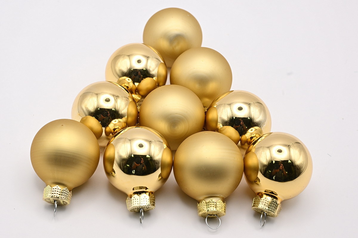 Glass baubles, 3 cm, 24 pcs, gold
