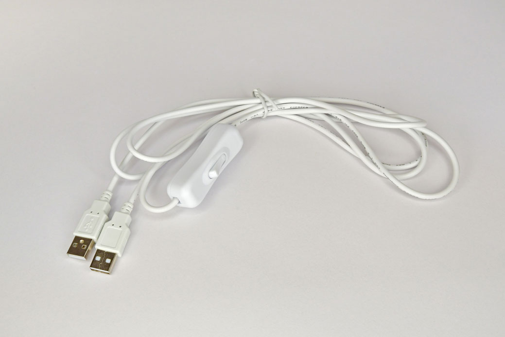 USB 2.0 cable 2 m, white cable with switch