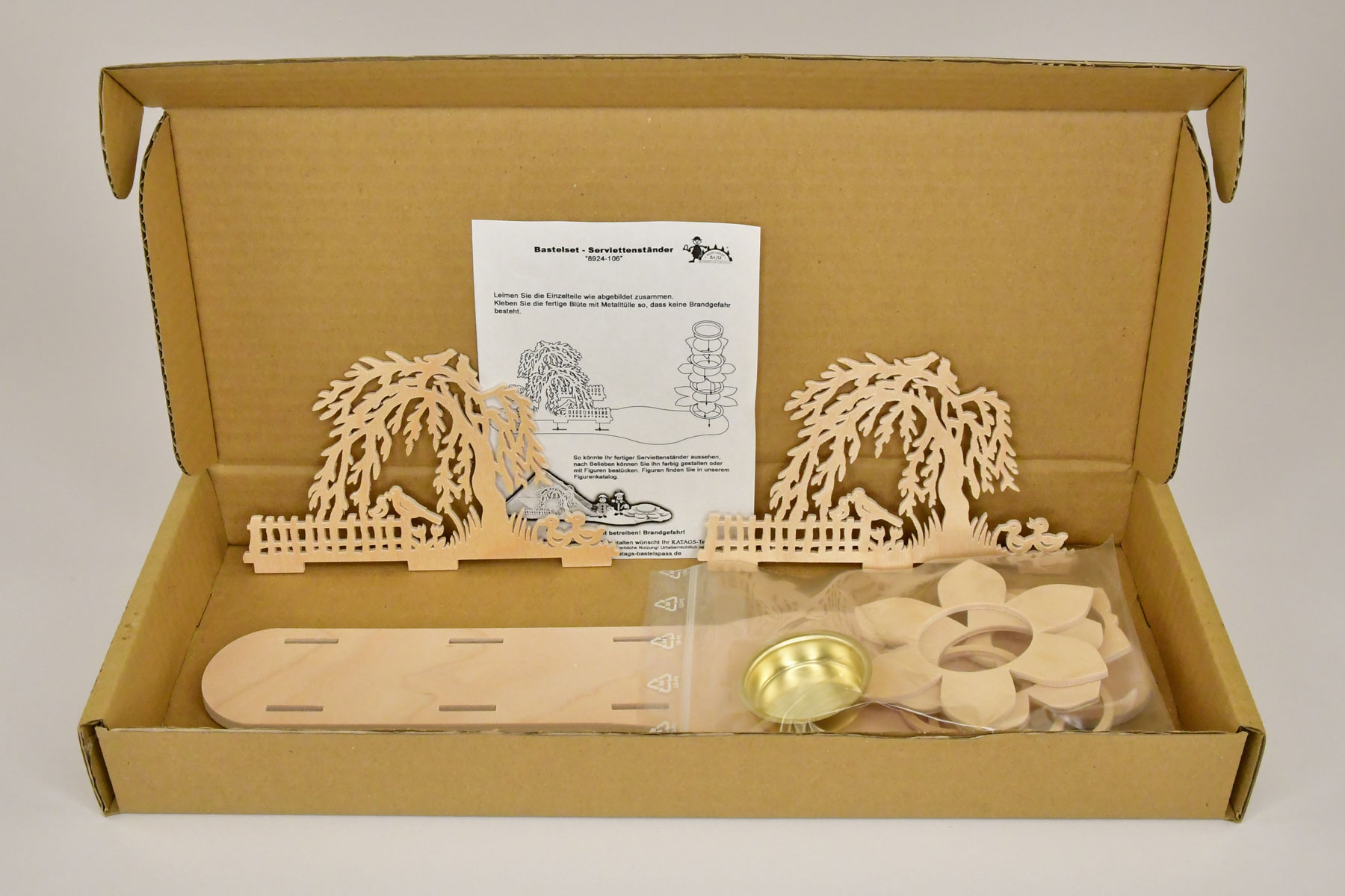 Napkin holder with tea light holder, for crafting