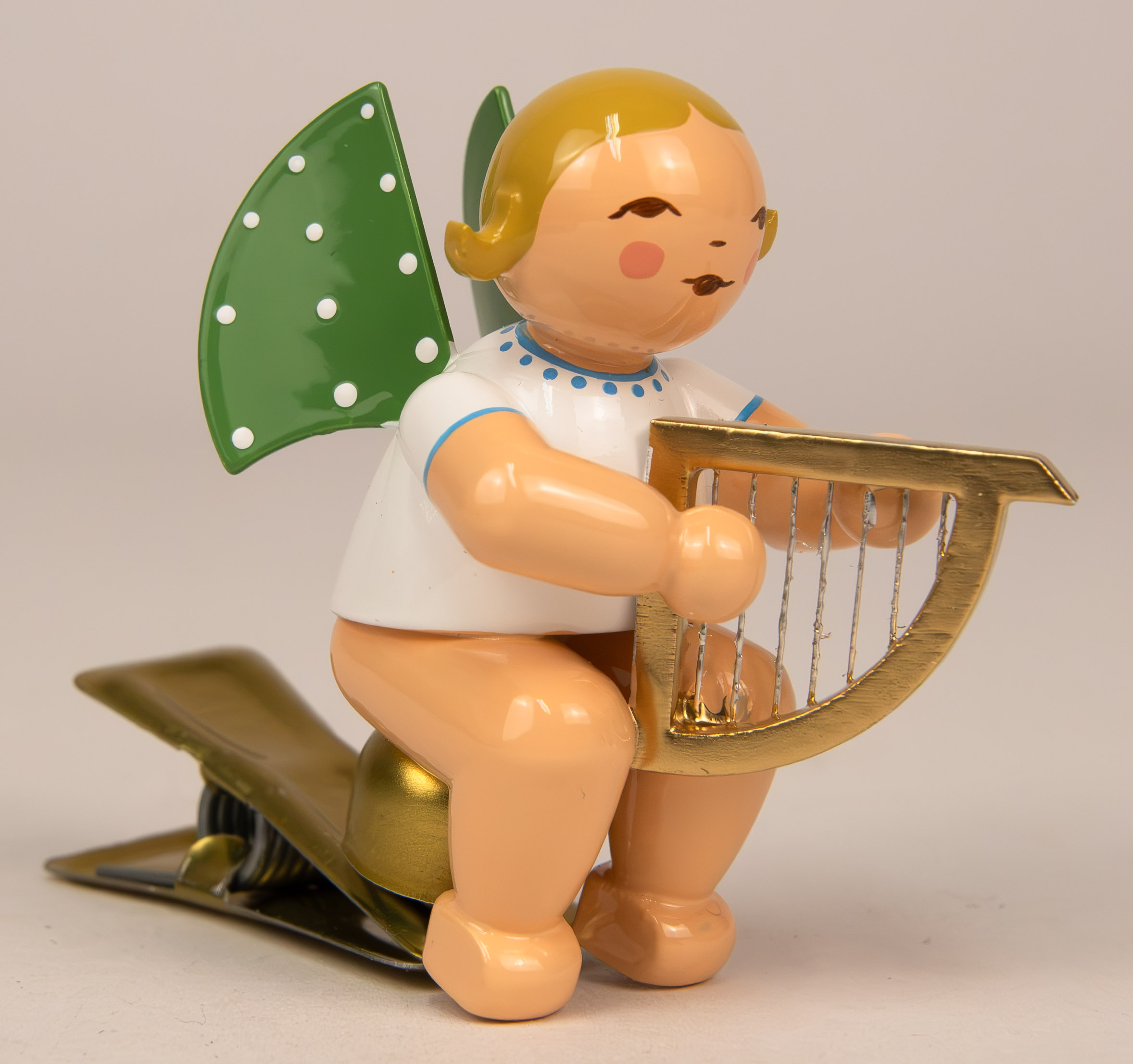 Engel mit Harfe, auf Klemme, blond
