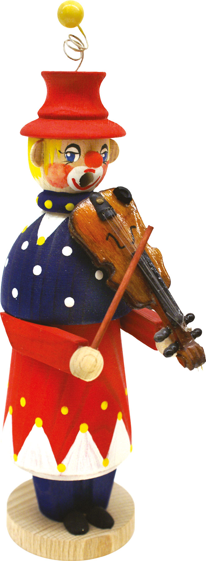 Glazed natural wood, musical clown
