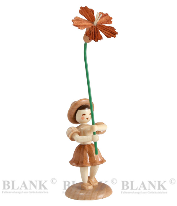 Niño flor con clavel, natural, 12 cm de altura.