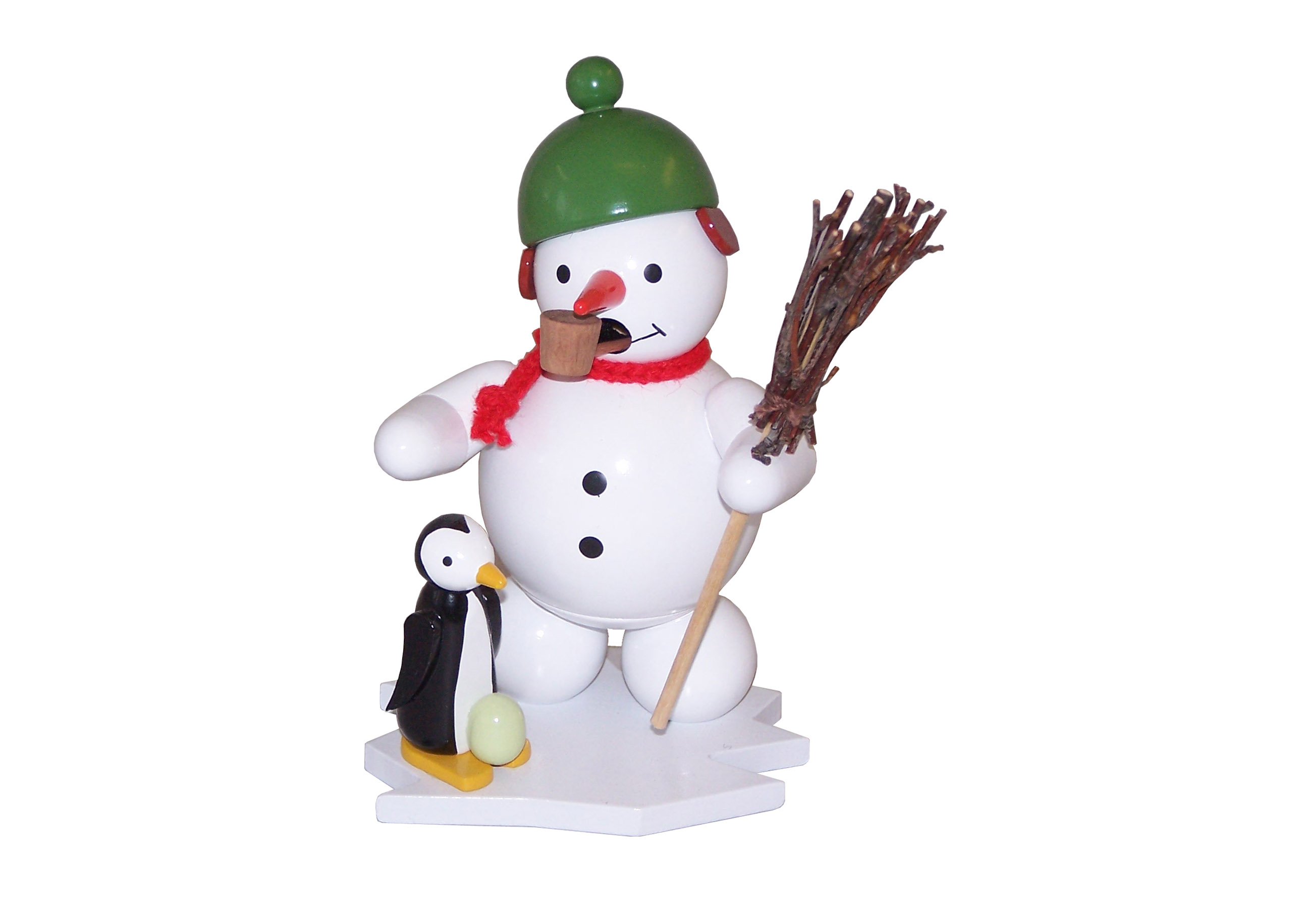 Räuchermann, Schneemann mit Pinguin