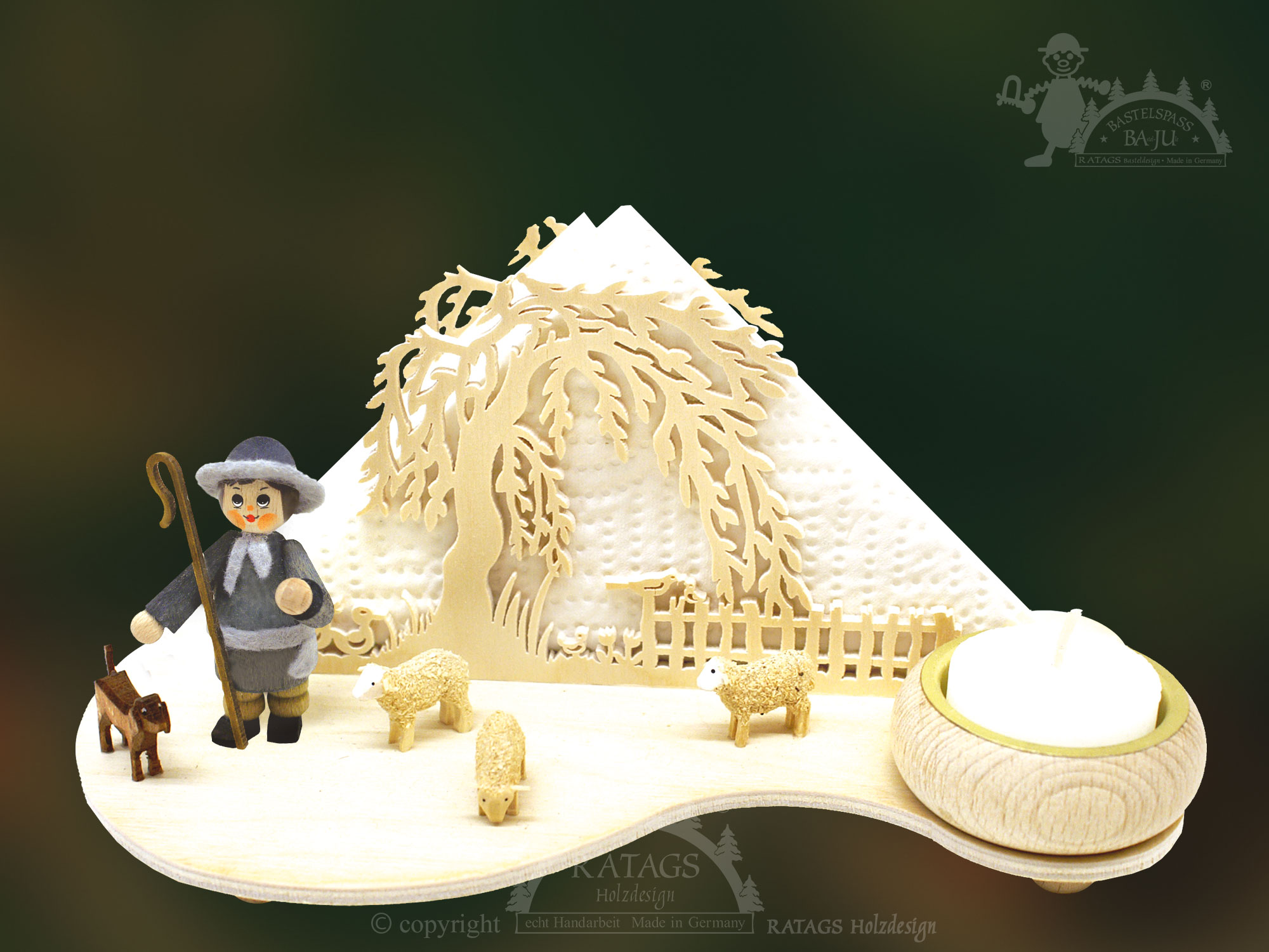 Napkin holder with tea light holder, for crafting