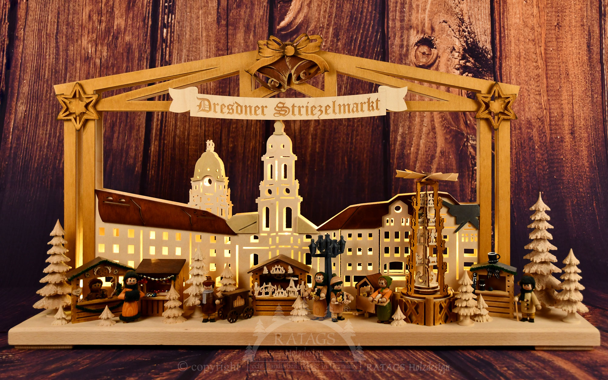 3D-Schwibbogen stor, Striezelmarkt Dresden