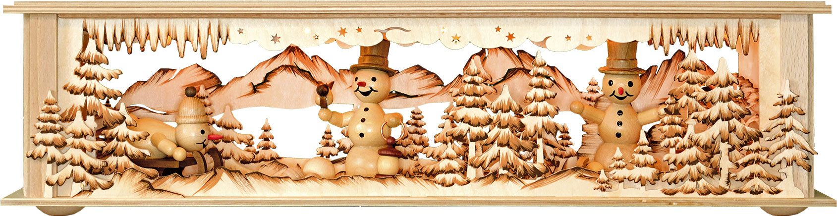 Small room lamp, snowmen, hand-painted brown