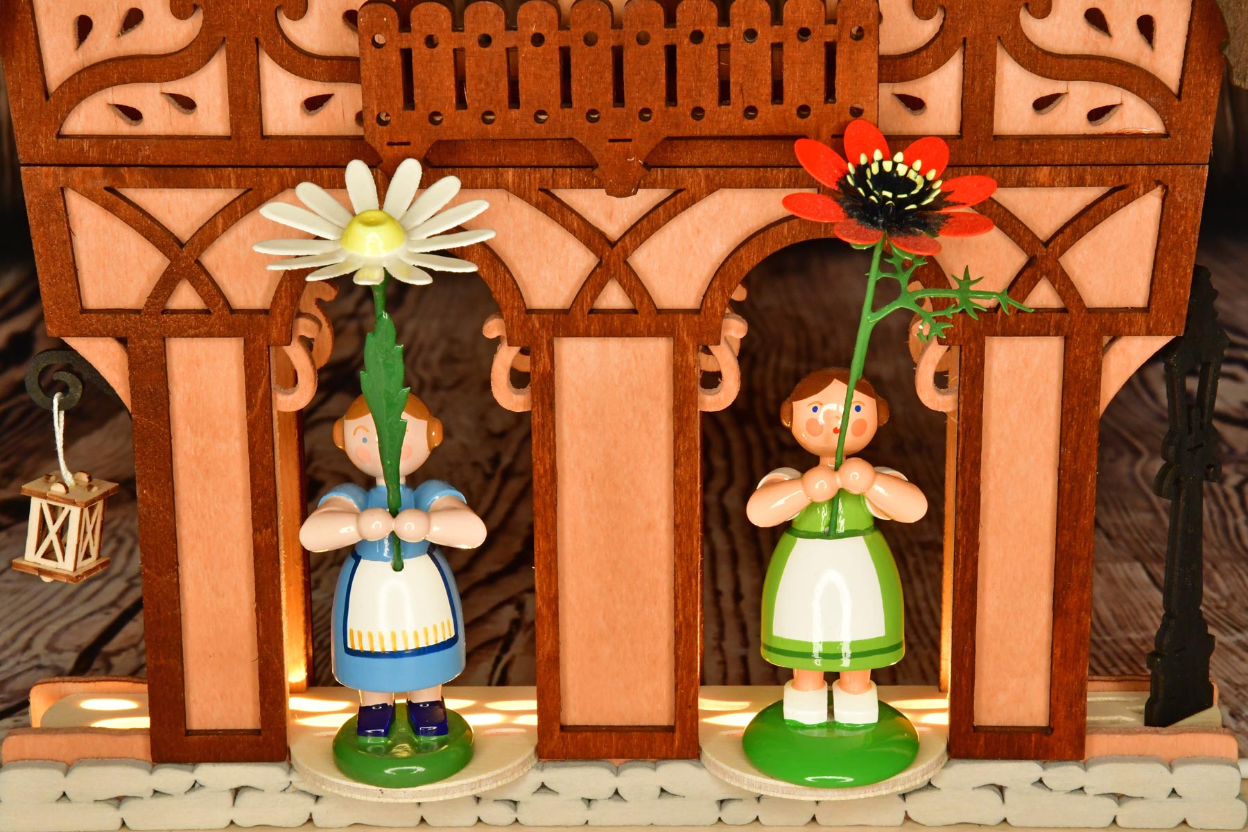 Pink half-timbered house for collector's figures