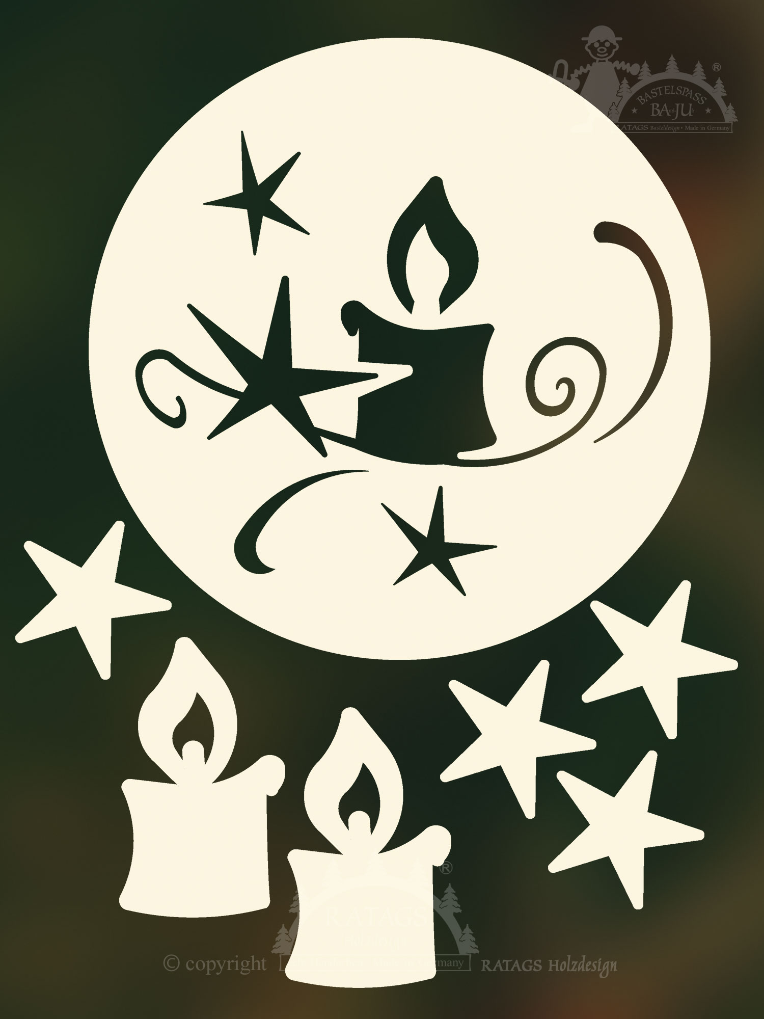 Window picture, for crafting, ornament candle, for sawing out