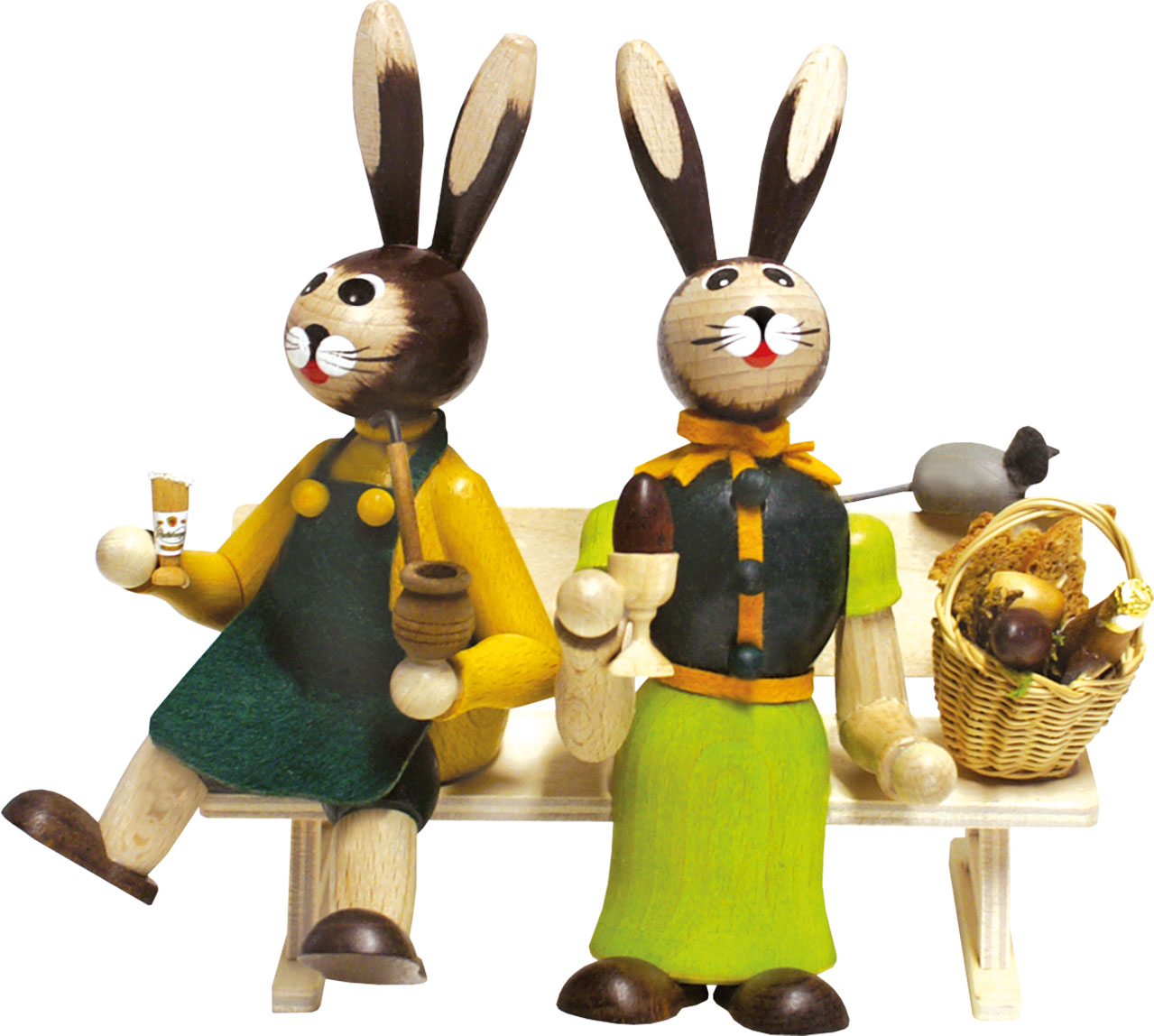 Rabbit bench, large, picnic, green skirt