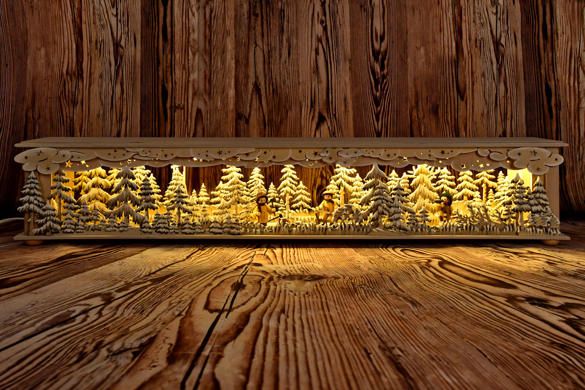 Room light, large, forest/hunting blind, forest worker, hand-painted grey, hoarfrost