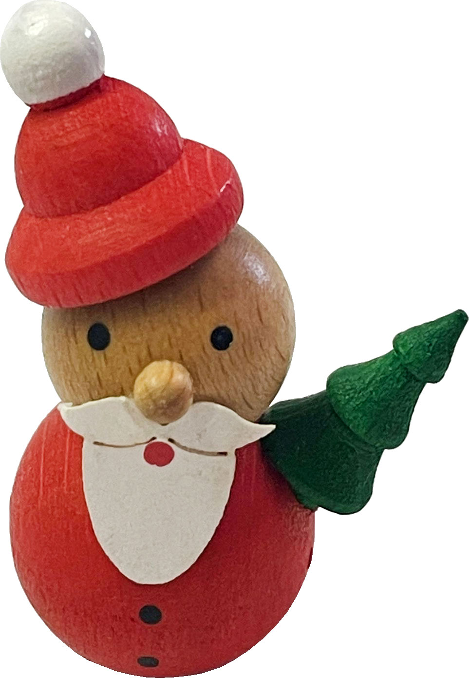 Figur jultomten röd med träd, 4 cm