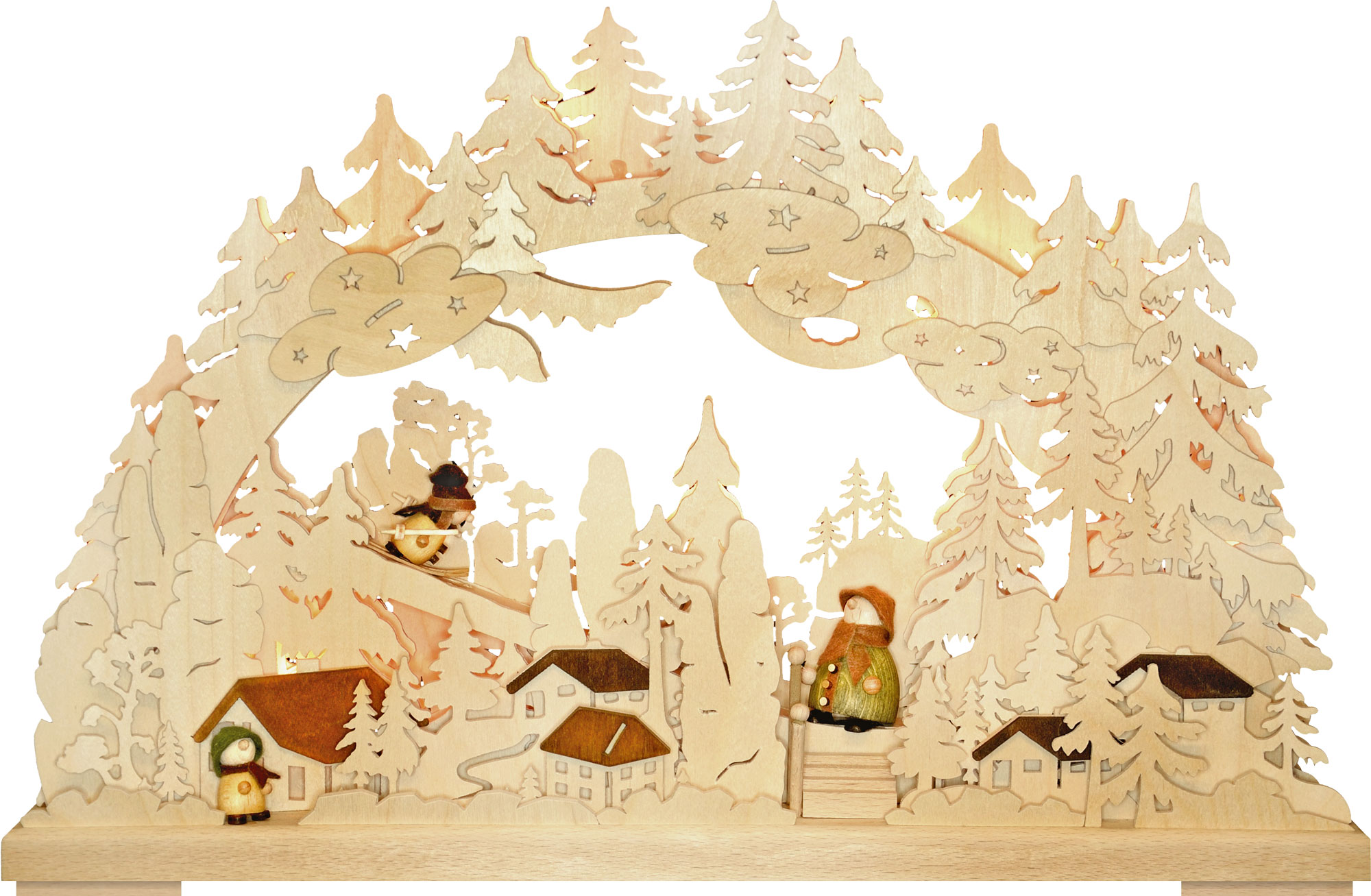 3D candle arch, small, winter in the mountains figures, boy line