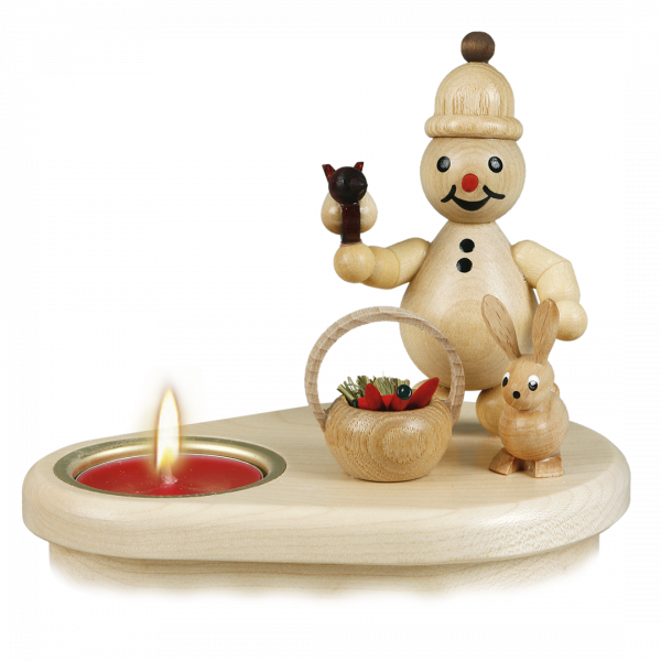 Snowman candle holder, rabbit, basket 1 tea light