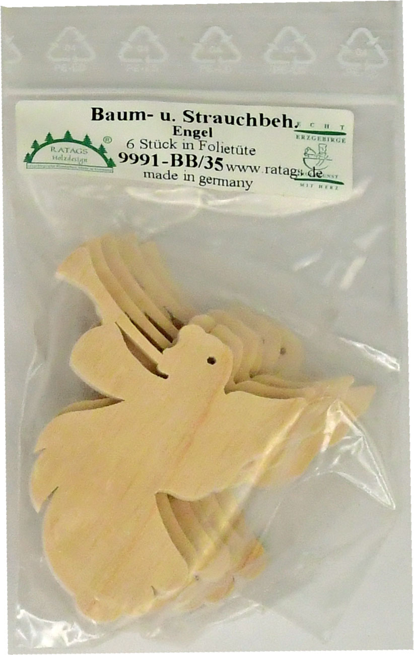 Træpynt Posaunenengel, 6 stk.