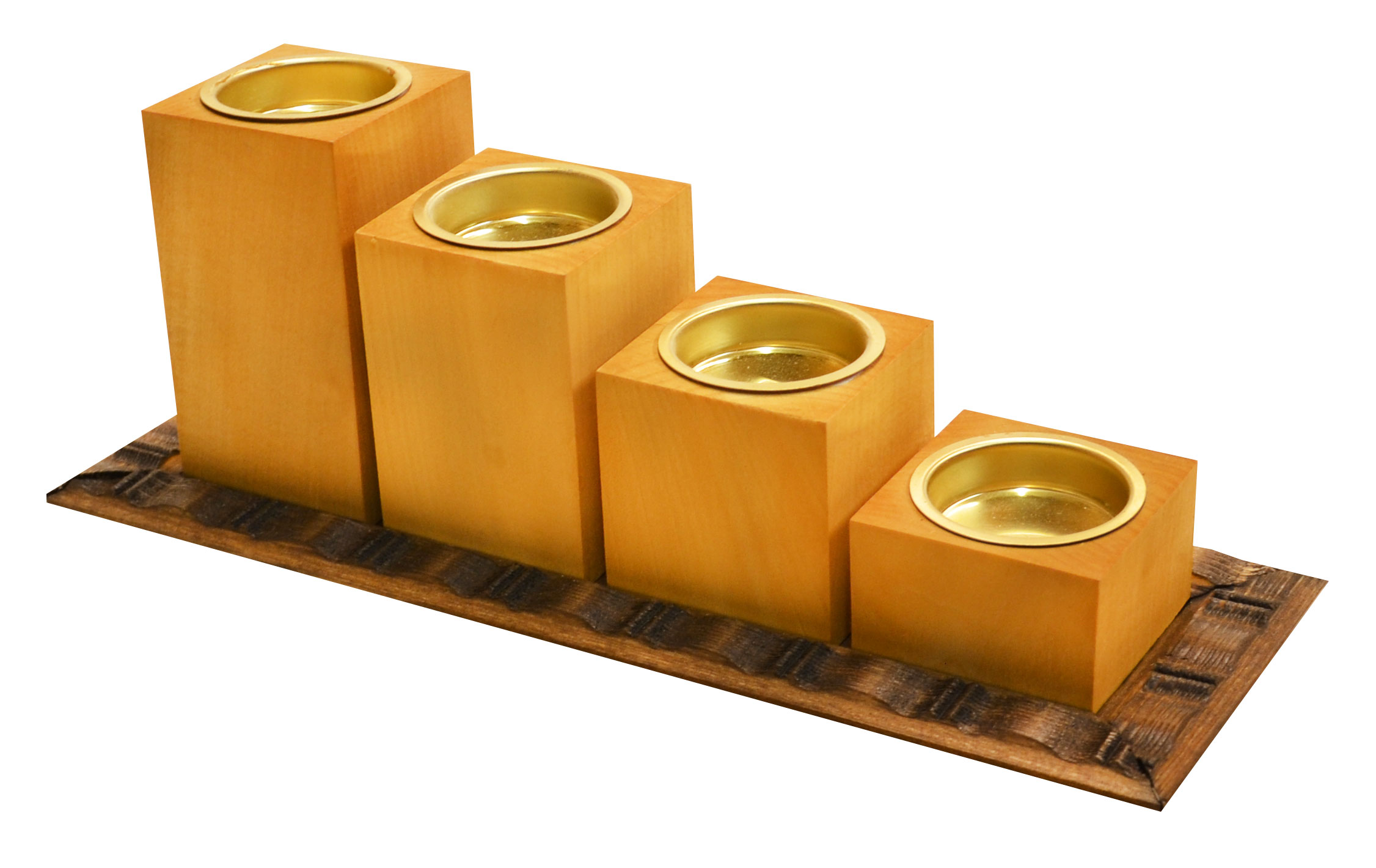 4 Teelichthalter auf Ornamentplatte, ock