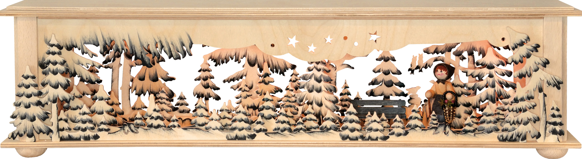 Small room light, forest woman, bench, hand-painted grey