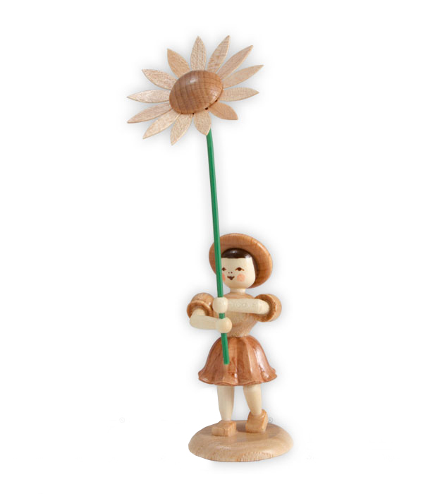 Bambino fiore con girasole, naturale H 12 cm