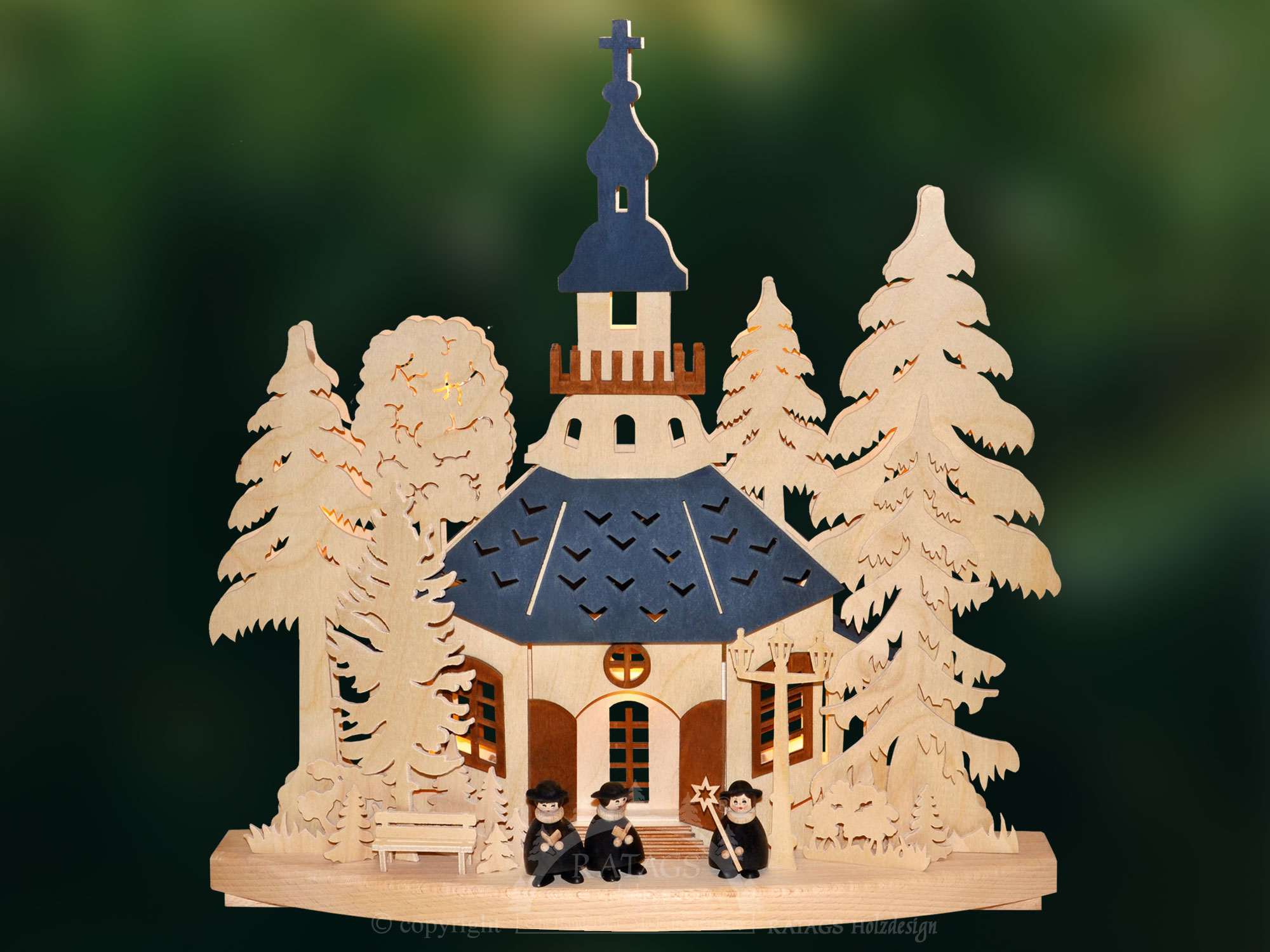 Kleine 3D-kerstboog, kerkgang in Seiffen