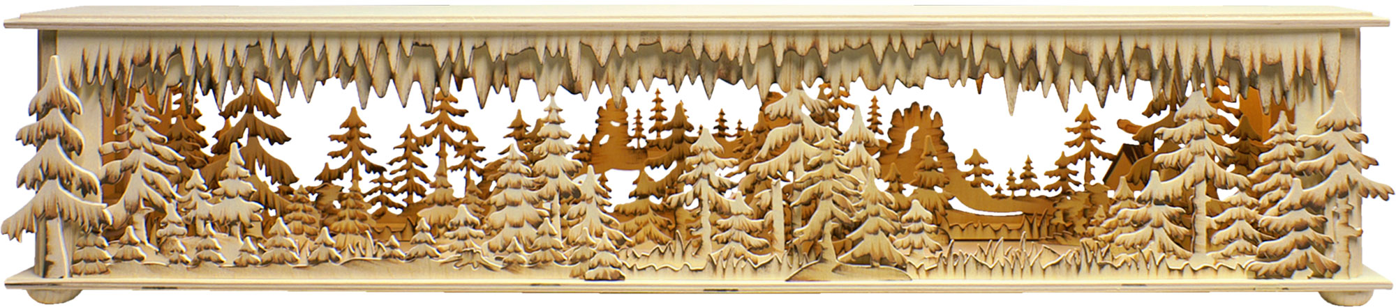 Raumleuchte mittelgr., Wald/Gebirge, handbemalt braun