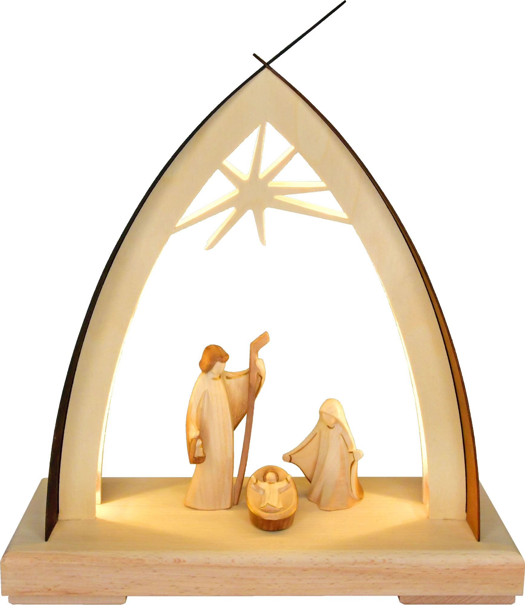 Schwibbogen, Geburt Christi Tiroler Figuren, LED-Stripe