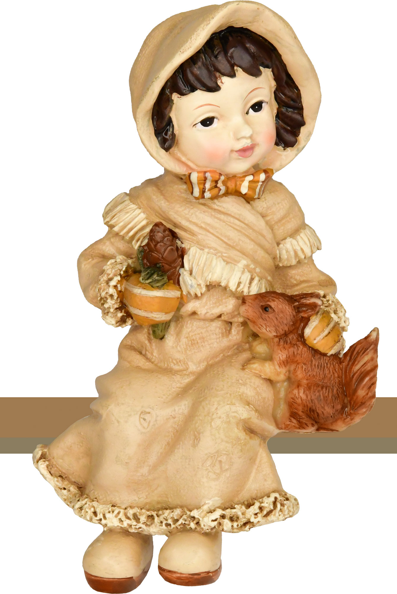 Kantenhocker Mädchen mit Eichhörnchen Kunstharz, farbig, Innendeko