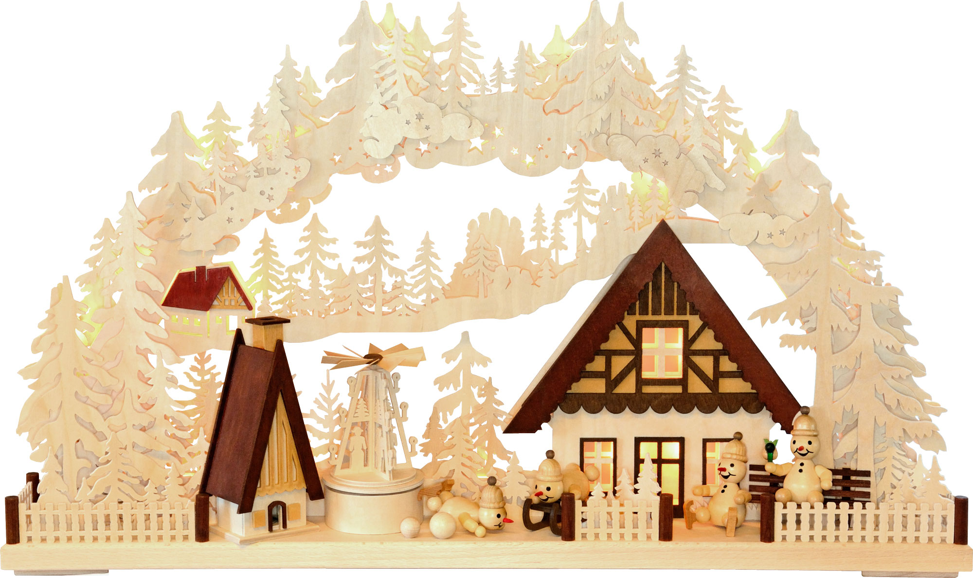 3D-ljusbåge, stor, snögubbeland, med pyramid