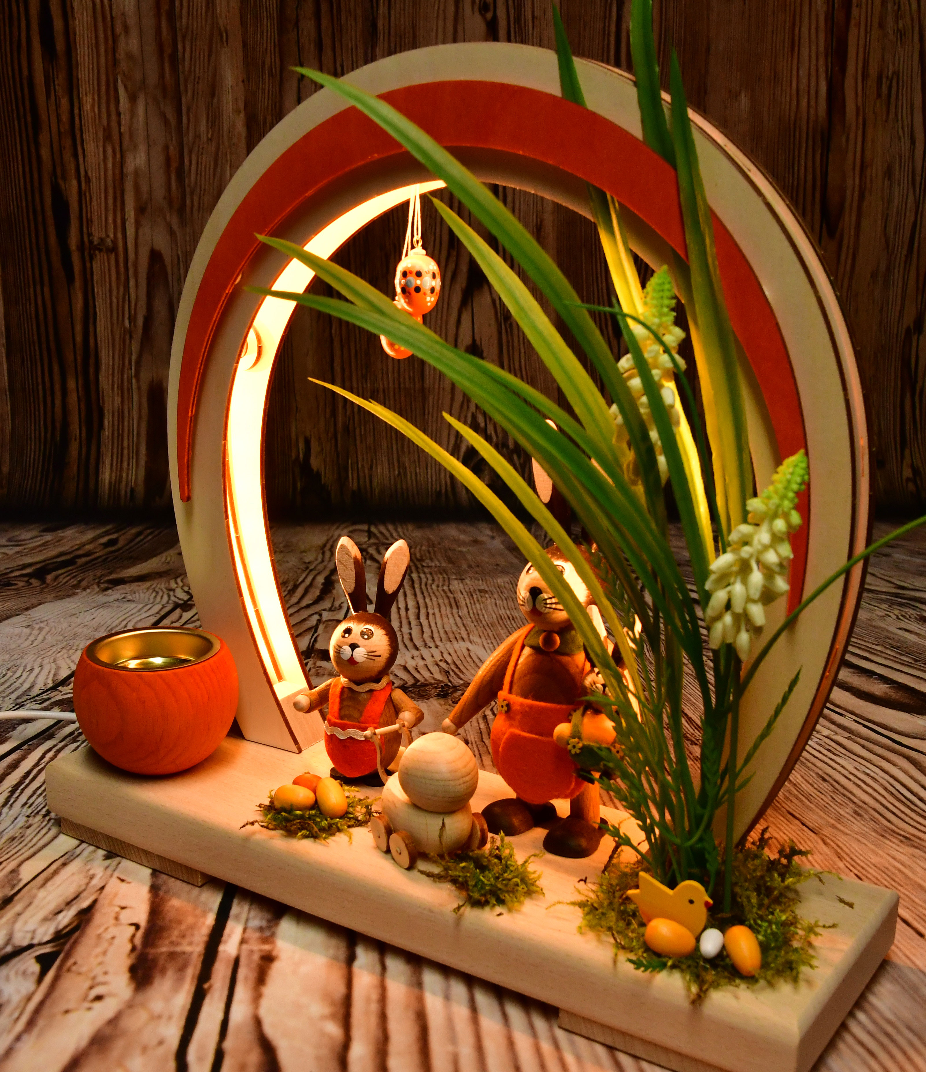 Romantikleuchte Ostern, LED, rund,orange Halb-USB, Zuleitung 2,30 m