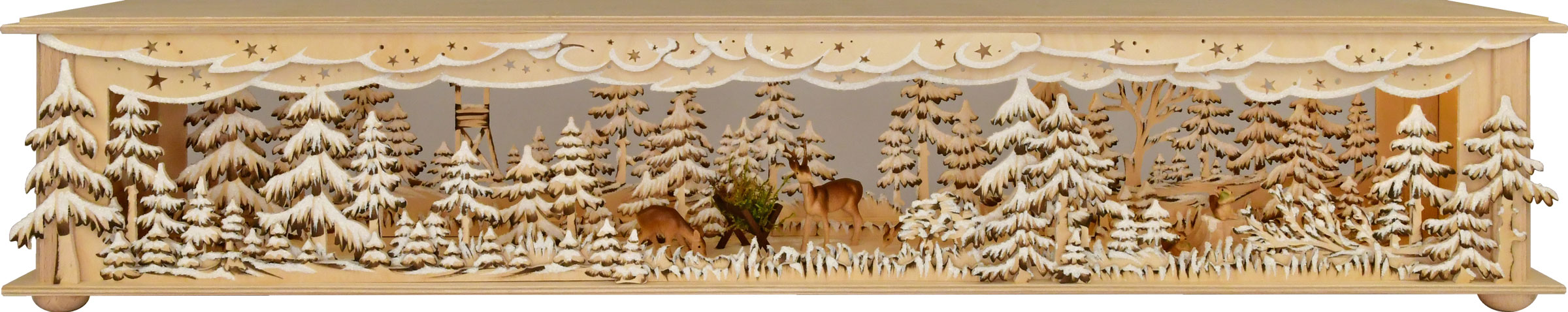 Room lamp, large, feeding trough in the forest, brown, hoarfrost