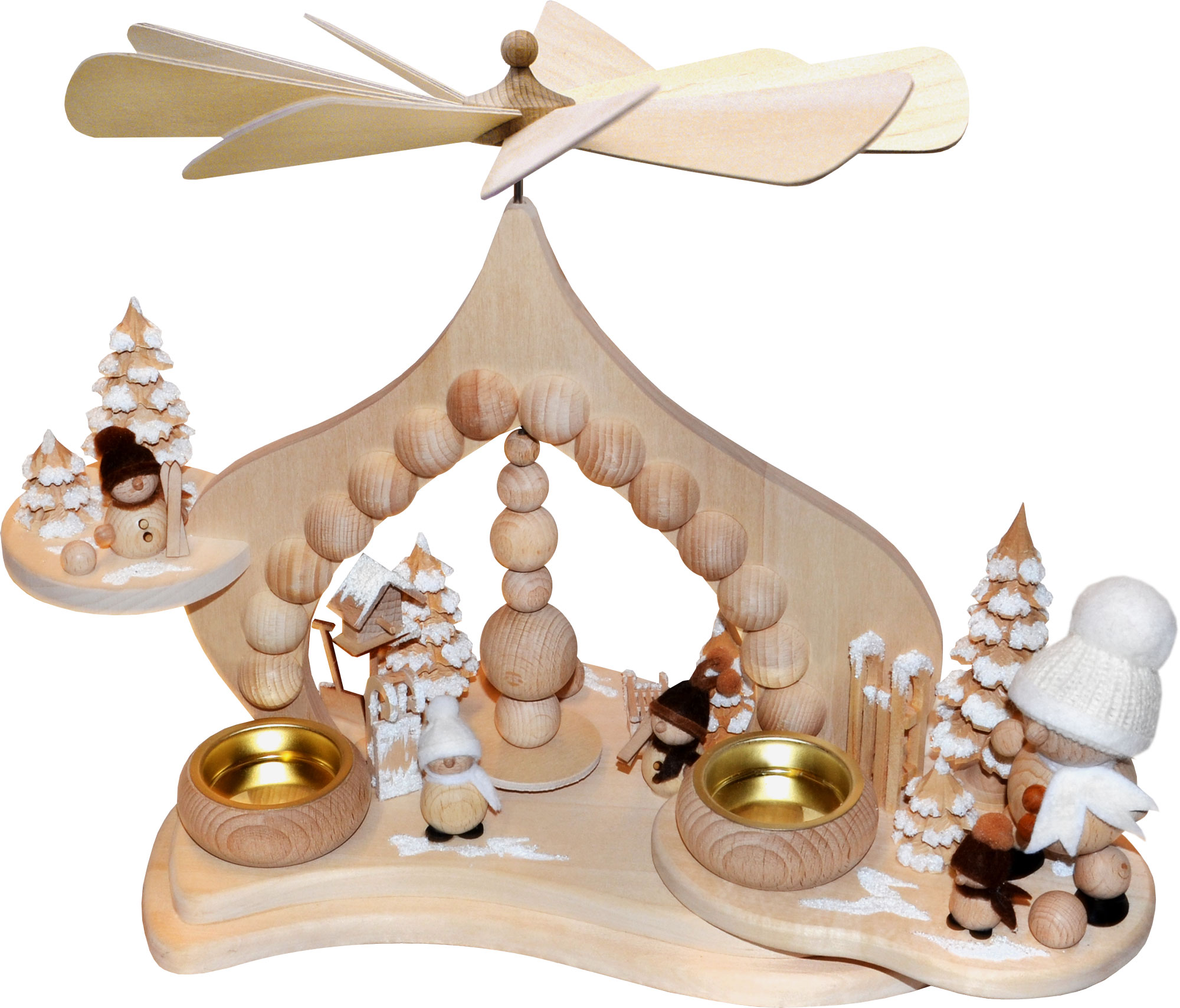Solid wood pyramid, Snow Mollies, natural