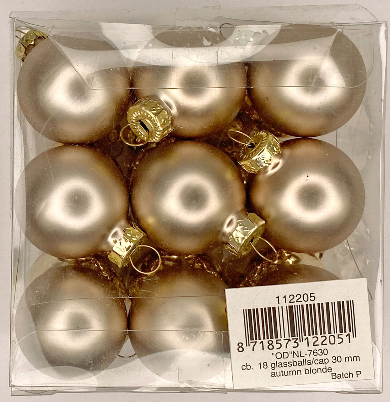 Üveggolyók, 18 db, 30 mm, őszi szőke őszi szőke