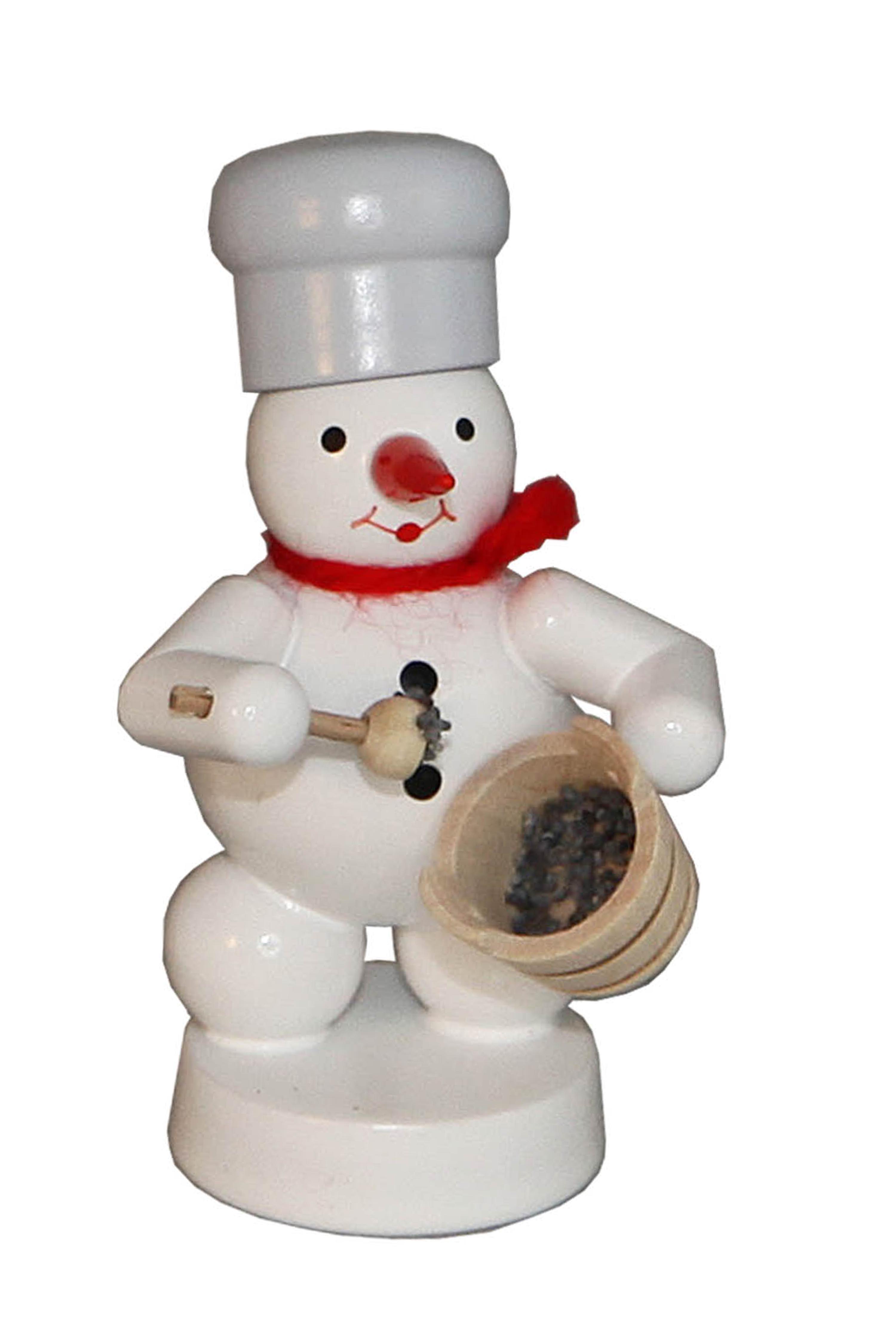 Bäcker Schneemann mit Mohntopf und Löffe 4 x 8 x 4 cm, farbig