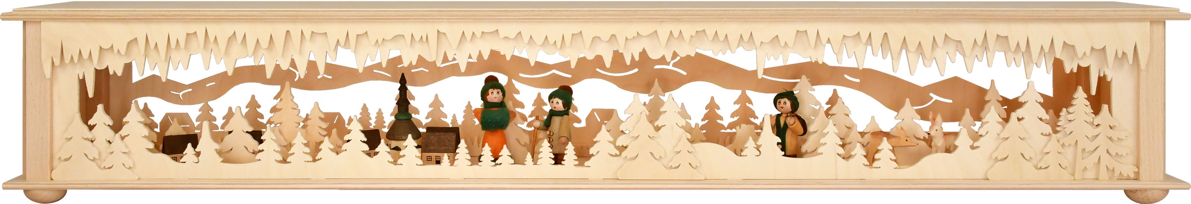 Raumleuchte gr., Berge, 3 Figuren, Häuser