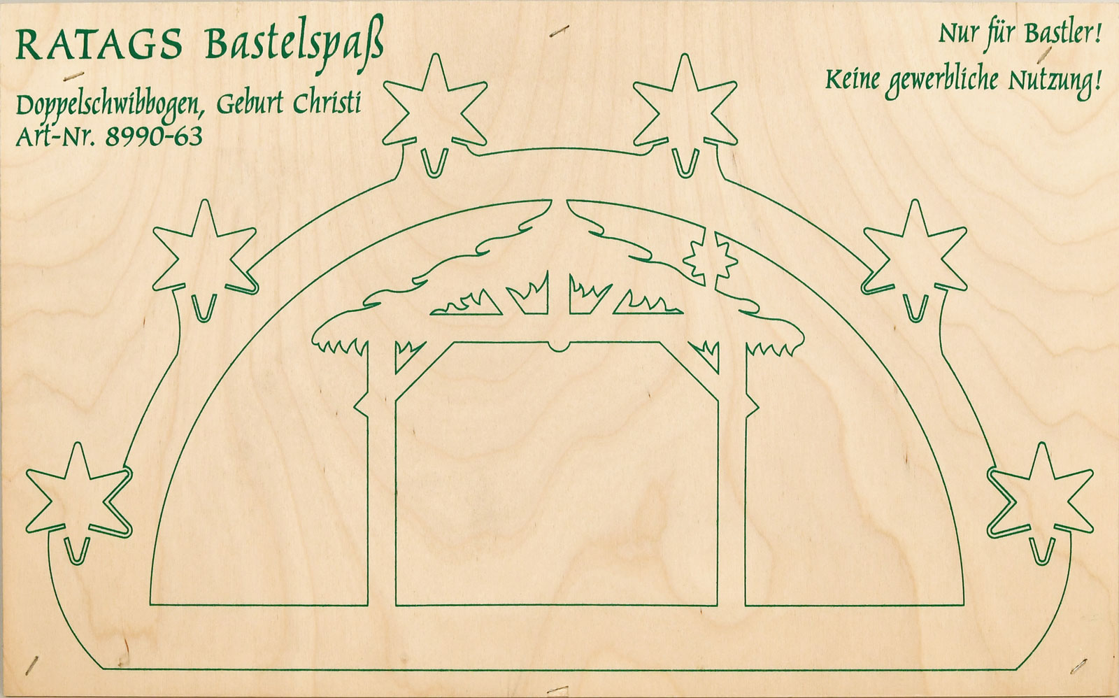2 motif plywood panels, self-sawing Schwibbogen, small, Nativity