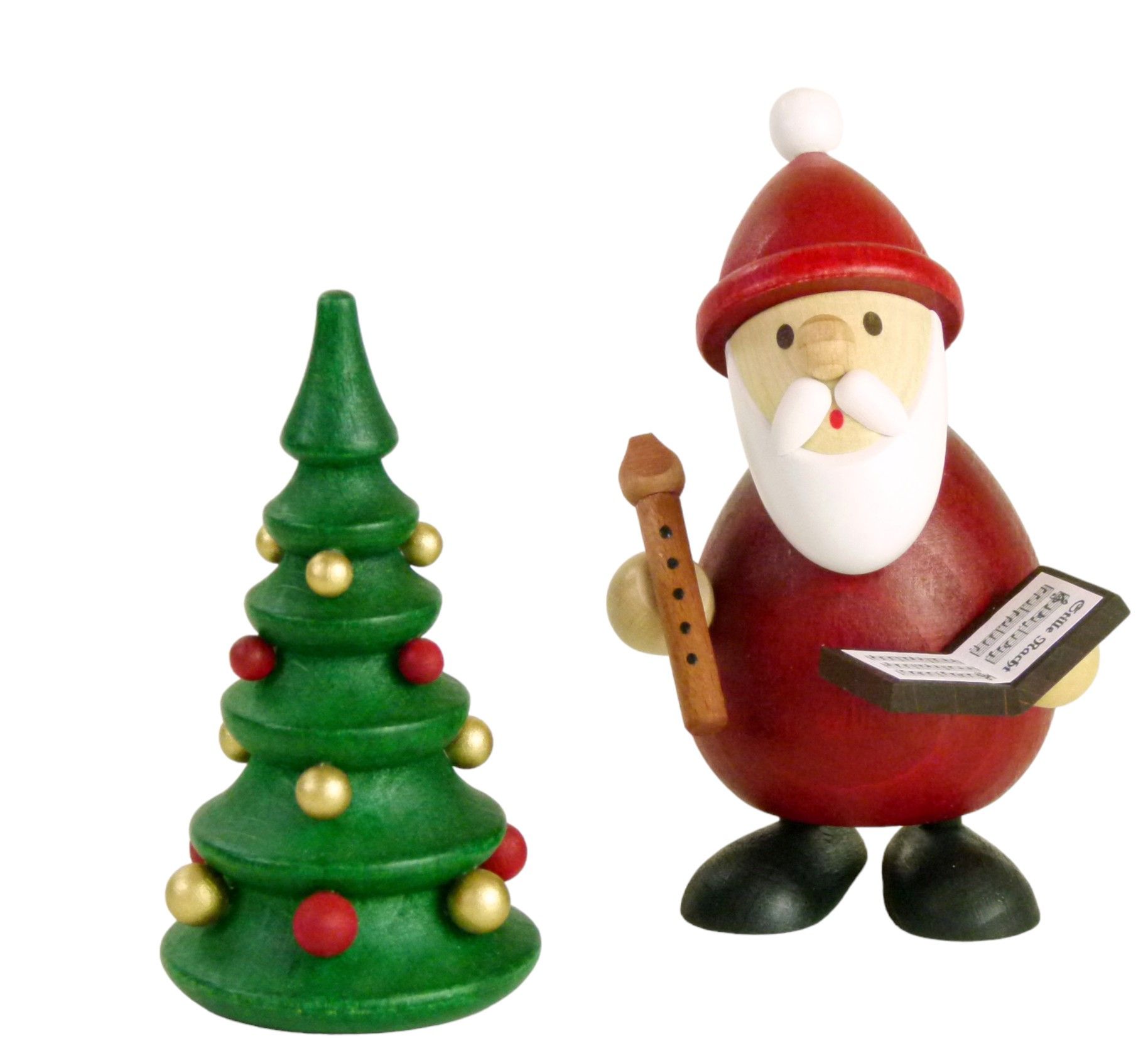 Papai Noel cantando com livro de partituras, 9,5 cm/H 8,0 cm