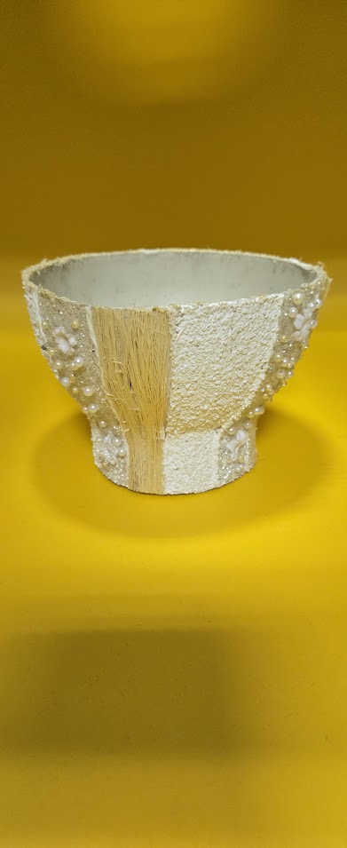 Pflanzgefäß Sisal mit Naturmaterialien Schale rund