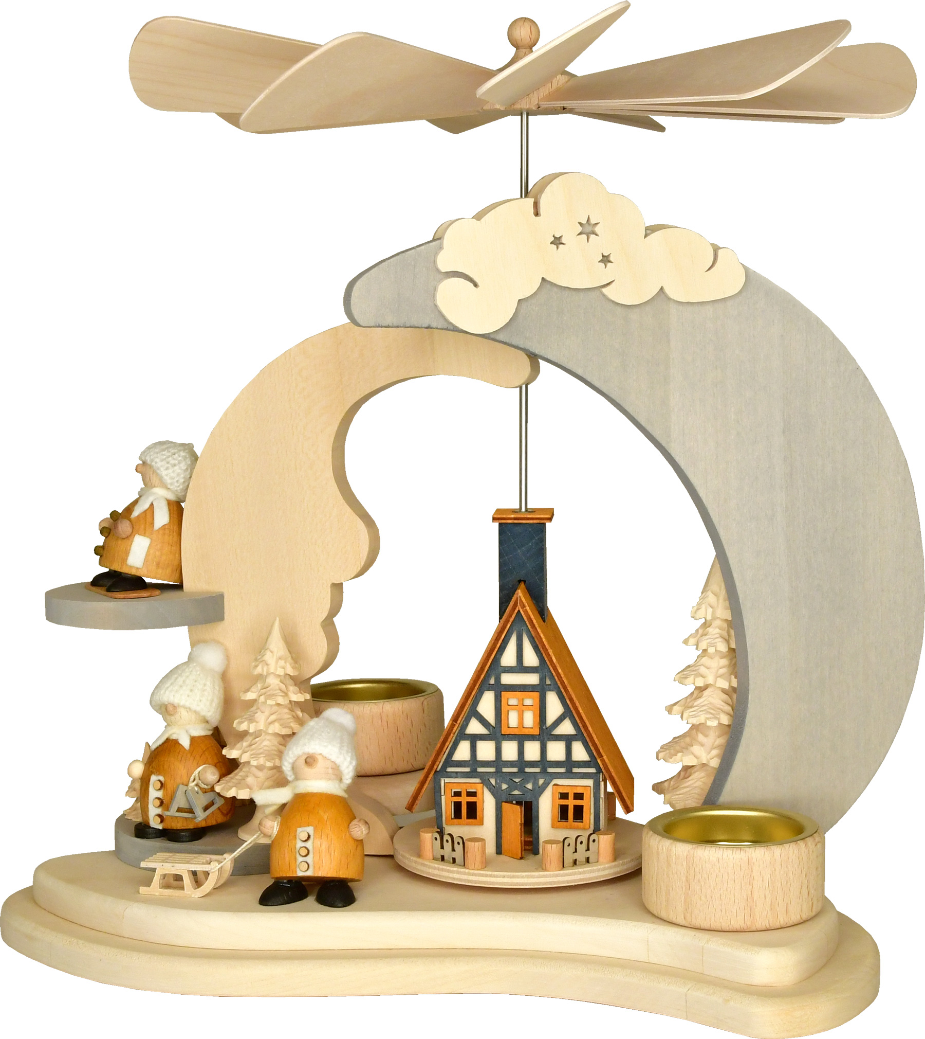 Solid wood pyramid, Snow-Mollis