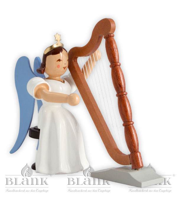 Long-skirted angel sitting with harp
