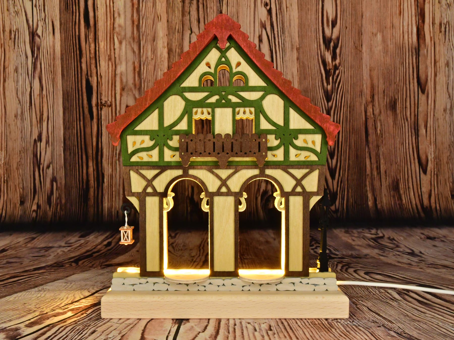 Green half-timbered house for collector's figures