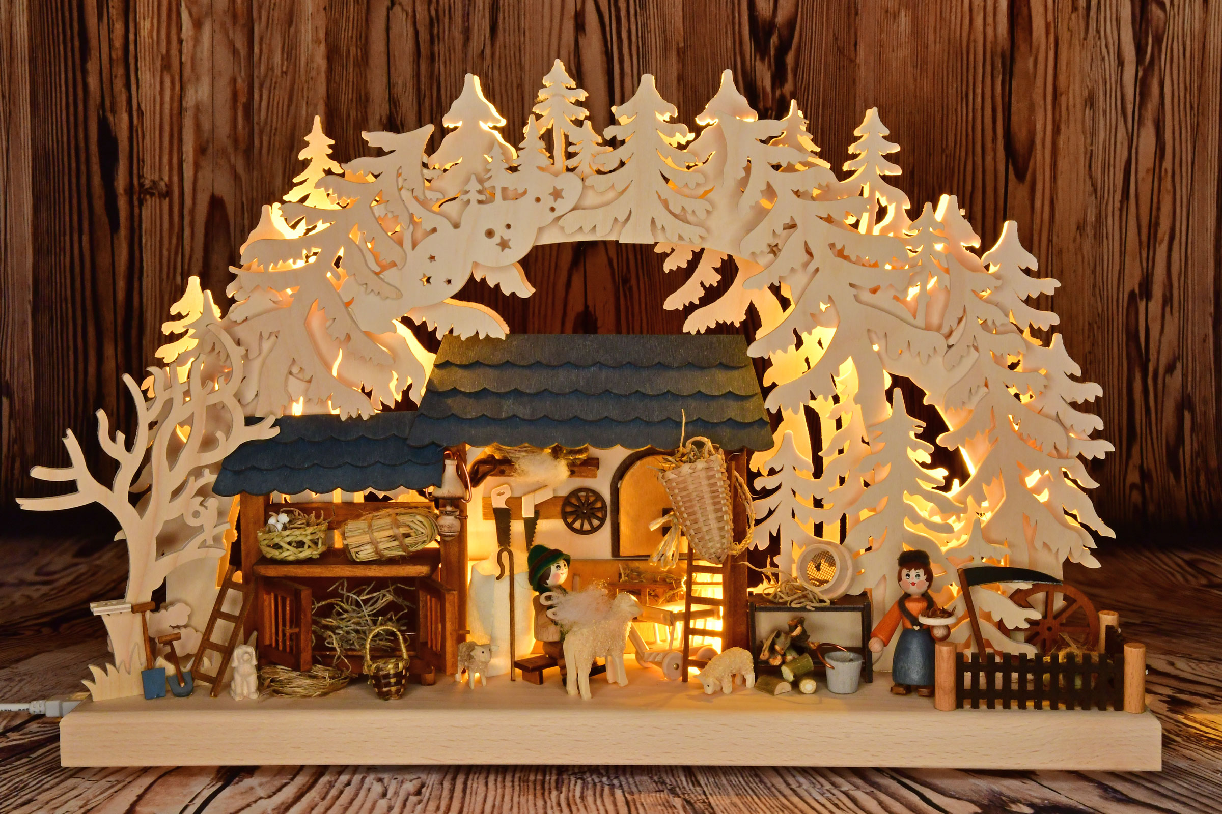 Small 3D candle arch, sheep pen, full USB