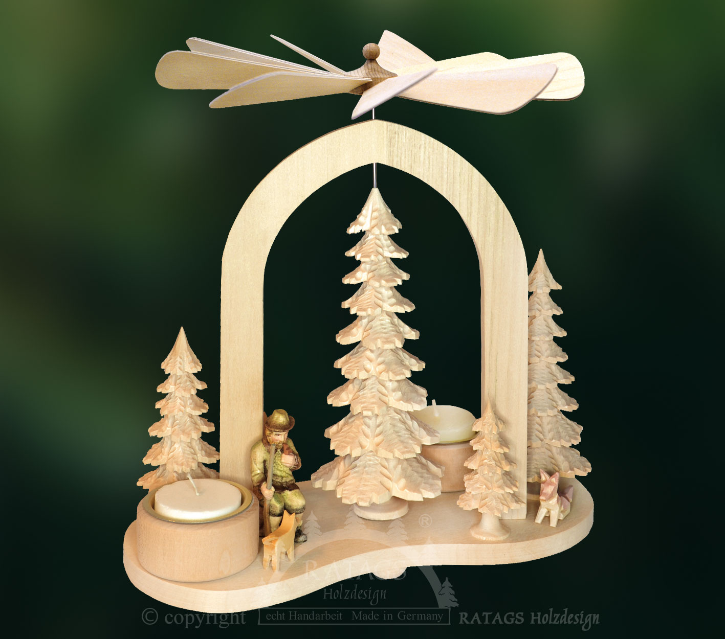 Star arch pyramid, forest man, carved