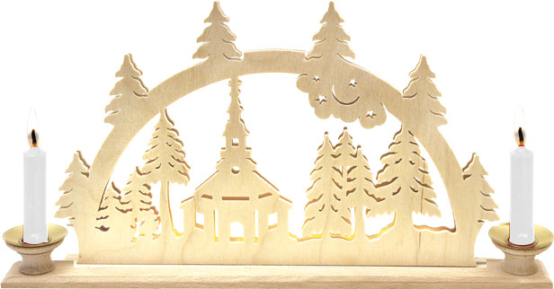 Tischlichterbogen für 2 Pyramidenkerzen Seiffener Kirche