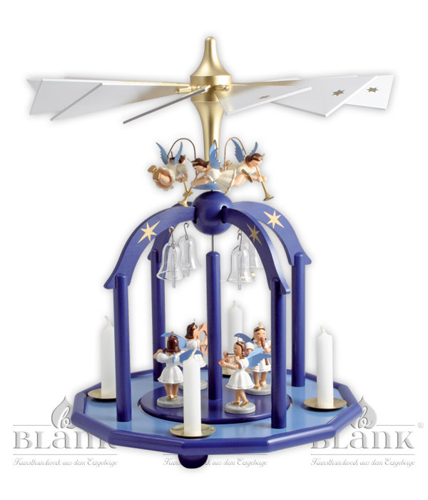 Pyramide mit 7 Engel und Glasglocken farbig