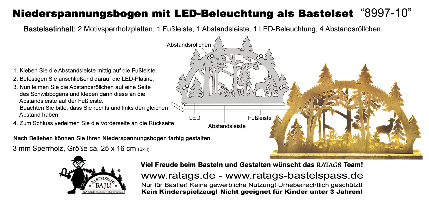 Schwibbogen mit LED zum Basteln Waldlichtung