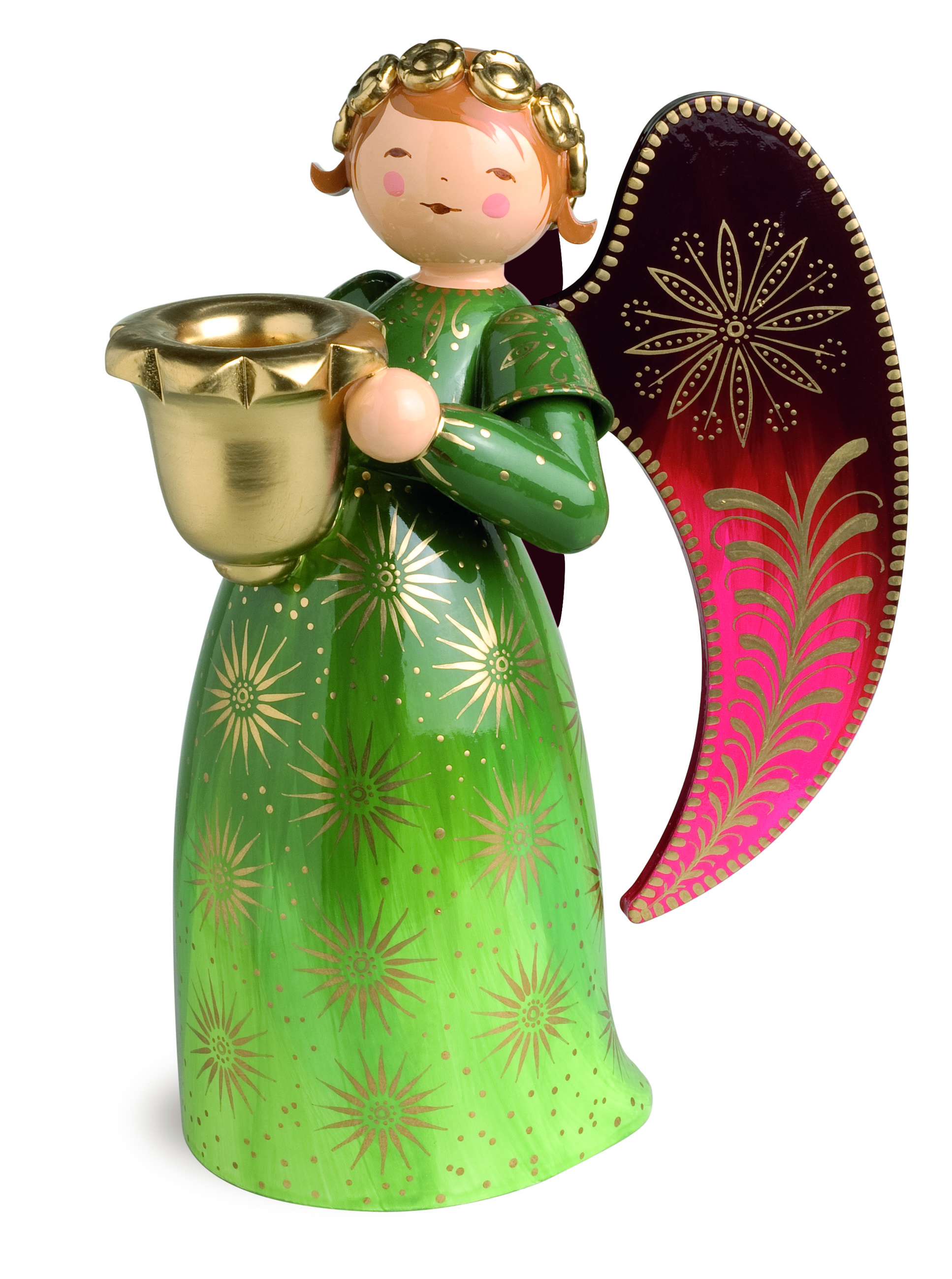 Engel reich bemalt, groß, mit Lichtnapf,