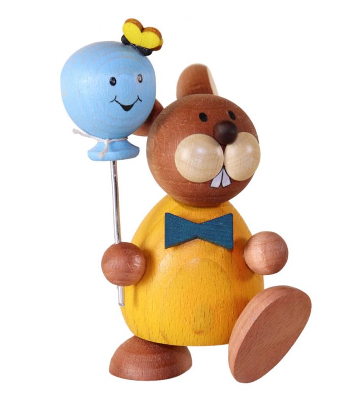 Easter bunny with balloon, 11.0 cm tall