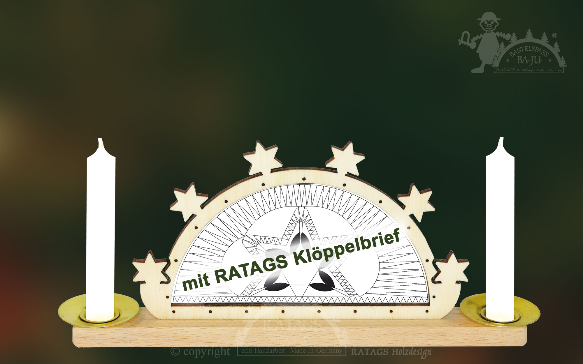 Klöppelrahmen, Schwibbogen, klein mit Klöppelbrief